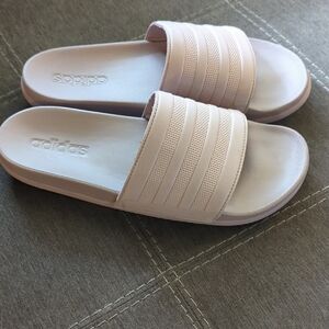 adidas pale Lavender Slide Sandals with Three-Stripe Strap